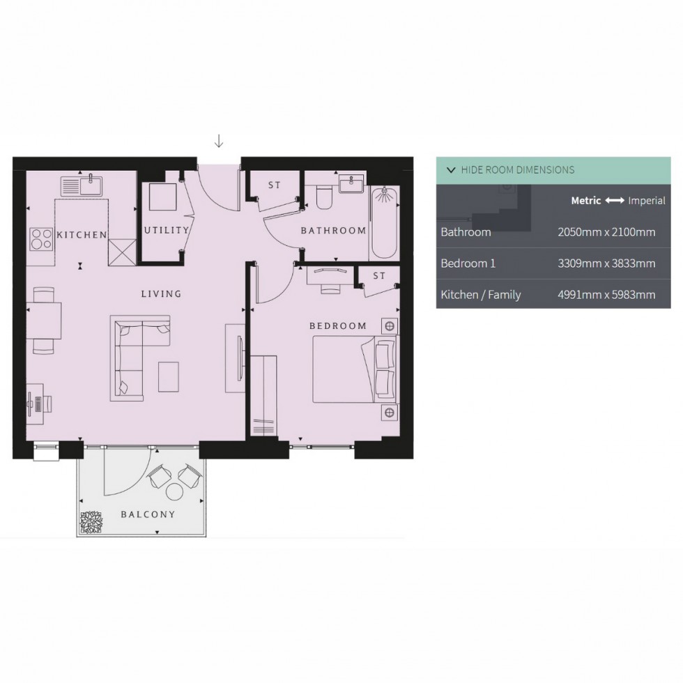 Floorplan for Unit 311 Hendon Waterside, Hendon, NW9