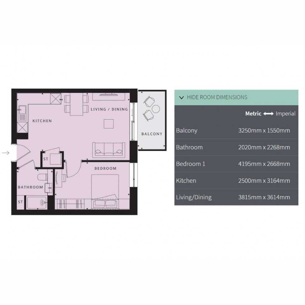 Floorplan for Unit 423 Eastman Village, Middlesex, HA1